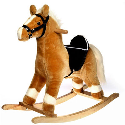 25"" Rocking Beige Horse On White