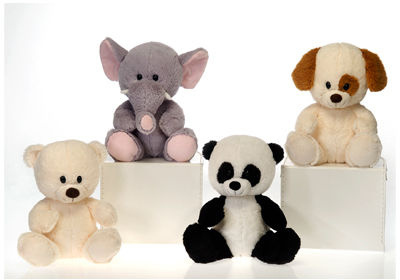 9"" 4Asst. Sitting Animals- Creme Color Case Pack 24