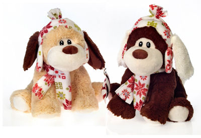 8.5"" 2 Asst. Sitting Dogs W/Hat/Scarf Case Pack 24