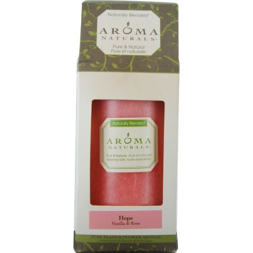 HOPE AROMATHERAPY by Hope Aromatherapy ONE 2.75 X 5 inch PILLAR AROMATHERAPY CANDLE.  COMBINES THE ESSENTIAL OILS OF VANILLA & ROSE.  BURNS APPROX. 70