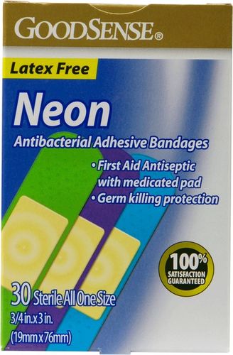 Good Sense Neon Colored Antibacterial Adhesive Bandages Case Pack 24