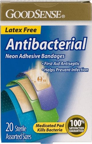 Good Sense Antibacterial Sheer Adhesive Assorted Neon Bandages Case Pack 24