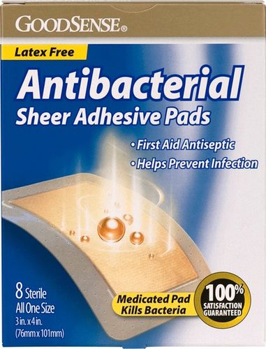 Good Sense Antibacterial Sheer Adhesive Pads 3"" X 4"" Case Pack 24