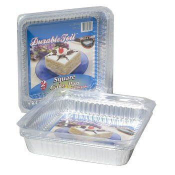 ALUMINUM CAKE PAN SQUARE 2 PK Case Pack 27