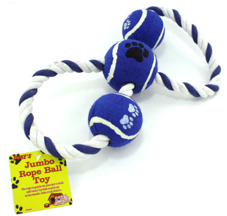 3-Ball and Infinity Rope Dog Tug Toy Case Pack 4