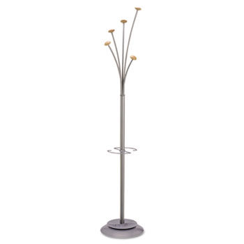 Festival Coat Tree w/Umbrella Holder, Five Knobs, Gray/Mahogany