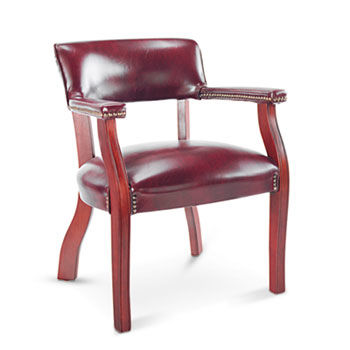 Traditional Series Guest Arm Chair, Mahogany Finish/Oxblood Vinyl