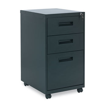 Three-Drawer Metal Pedestal File, 16w x 19-1/2d x 28-1/2h, Black