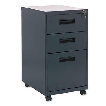 Three-Drawer Metal Pedestal File, 16w x 19-1/2d x 28-1/2h, Charcoal