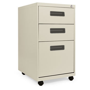 Three-Drawer Metal Pedestal File, 16w x 19-1/2d x 28-1/2h, Putty