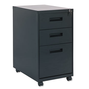 Three-Drawer Metal Pedestal File, 16w x 23-1/4d x 28-1/2h, Black