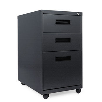 Three-Drawer Metal Pedestal File, 16w x 23-1/4d x 28-1/2h, Charcoal