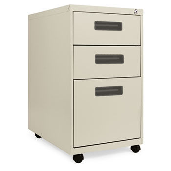 Three-Drawer Metal Pedestal File, 16w x 23-1/4d x 28-1/2h, Putty