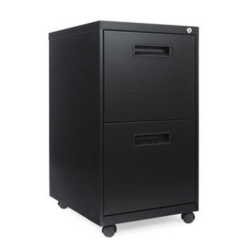 Two-Drawer Metal Pedestal File, 16w x 19-1/2d x 28-1/2h, Black