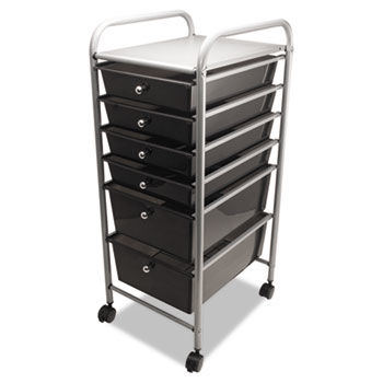 Portable Drawer Organizer, 15-1/2w x 13d x 32h, Smoke/Chrome