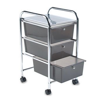 Portable Drawer Organizer, 15-1/2w x 13d x 27h, Smoke/Chrome