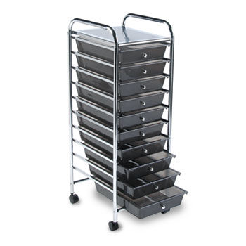 Portable Drawer Organizer, 15-1/4w x 13d x 37-5/8h, Smoke/Chrome