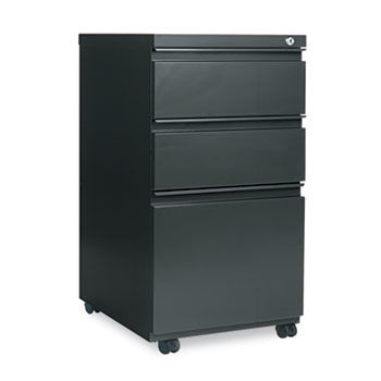 Three-Drawer Metal Pedestal File w/Full-Length Pull, 14-7/8 x 19-1/8, Charcoal