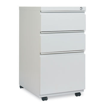 Three-Drawer Pedestal File With Full-Length Pull, 14-7/8 x 19-1/8, Light Gray