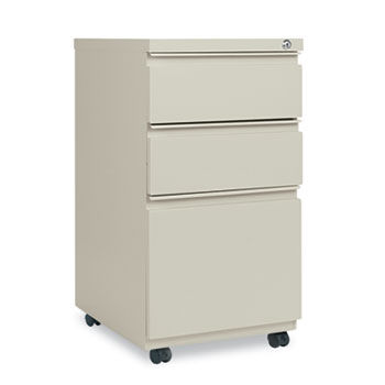 Three-Drawer Metal Pedestal File With Full-Length Pull, 14-7/8w x 19-1/8d, Putty