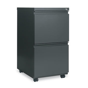 Two-Drawer Metal Pedestal File W/ Full-Length Pull, 14-7/8w x 19-1/8d, Charcoal