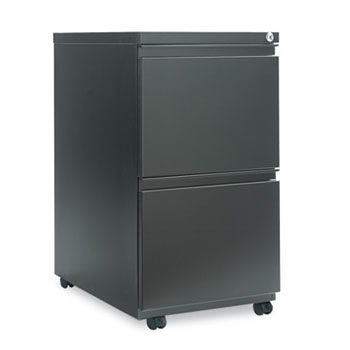 Two-Drawer Metal Pedestal File With Full-Length Pull, 14-7/8w x 23-1/8d, Black