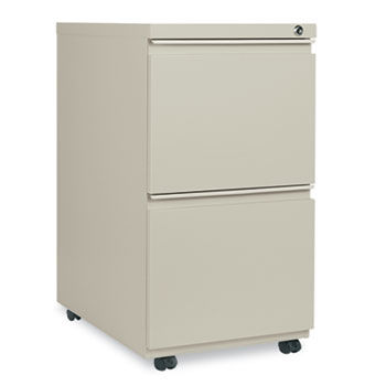 Two-Drawer Metal Pedestal File With Full-Length Pull, 14-7/8w x 23-1/8d, Putty