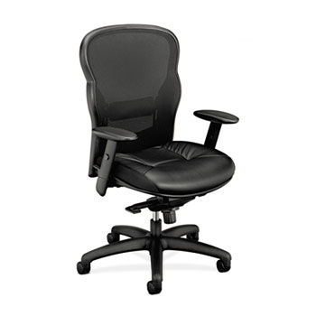 VL701 Series High-Back Swivel/Tilt Work Chair, Black Mesh/Leather