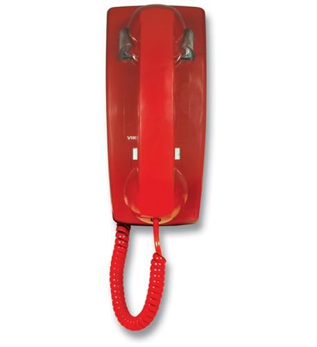 RED NO DIAL WALL PHONE WITH RINGER