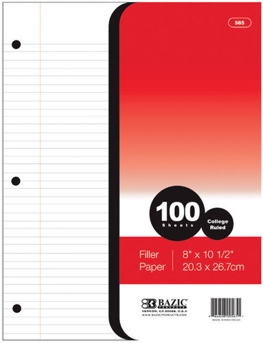 BAZIC C/R 100 Ct. Filler Paper Case Pack 36