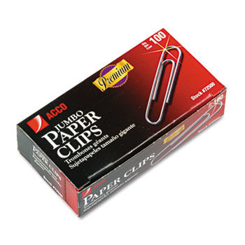 Smooth Finish Premium Paper Clips, Wire, Jumbo, Silver, 100/Box, 10 Boxes/Pack