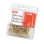 Paper Clips, Wire, No. 2, 1-1/8"", Gold Tone, 100/Box