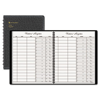 Recycled Visitor Register Book, Black, 8 1/2 x 11