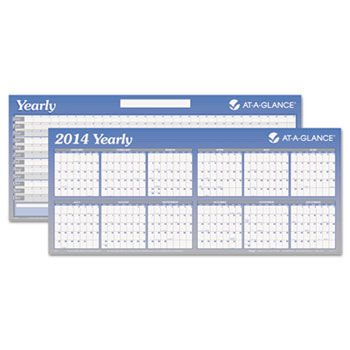 Horizontal Erasable Wall Planner, 60"" x 26"", 2014