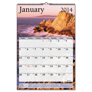 Recycled Scenic Monthly Wall Calendar, 15 1/2"" x 22 3/4"", 2014