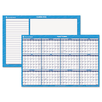 Recycled Horizontal Erasable Wall Planner, Yearly Calendar, 36"" x 24"", 2014