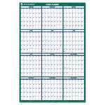 Recycled Vertical Erasable Wall Planner, Yearly Calendar, 24"" x 36"", 2014