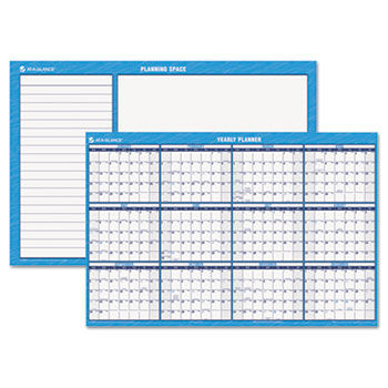 Horizontal Erasable Wall Planner, Yearly Calendar, 48"" x 32"", 2014