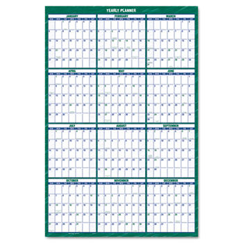 Vertical Erasable Wall Planner, Yearly Calendar, 32"" x 48"", 2014