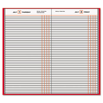 Standard Diary Recycled Daily Journal, Red, 7 11/16"" x 12 1/8""