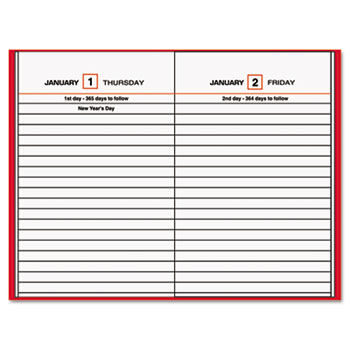 Standard Diary Recycled Daily Reminder, Red, 4 3/16 x 6 1/2