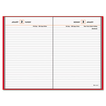 Standard Diary Recycled Daily Reminder, Red, 5"" x 7 1/2""