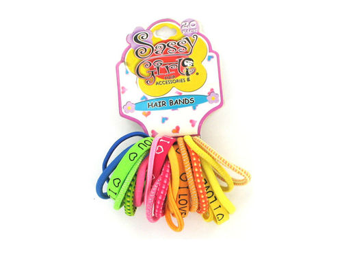 Elastic hair bands, sassy girl, pack of 20