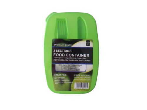 Two section food container with fork and spoon