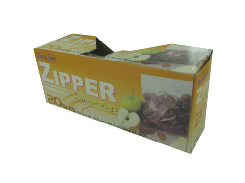 Zipper storage bags, quart size, box of 20