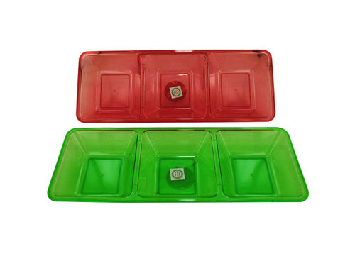 16 inch 3 section tray assorted red or green