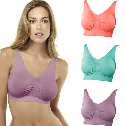 Comfortisse&#8482; Bras - 3 Pack - Pink, Purple, Teal - X Large