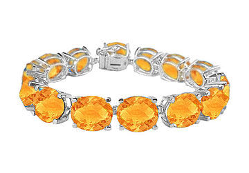 14K White Gold Prong Set Oval Citrine Bracelet with 50.00 CT TGW