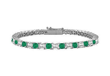 Emerald  Diamond Princess Cut Platinum Tennis Bracelet 4.00 CT TGW