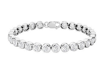 Cubic Zirconia Bezel-Set Tennis Bracelet  .925 Sterling Silver  25.00 CT TGW